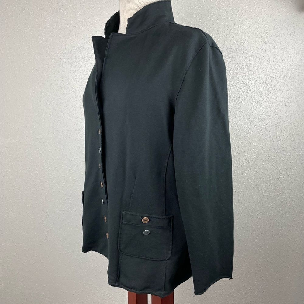 White Lotus Black Button Down Jacket Size L EUC